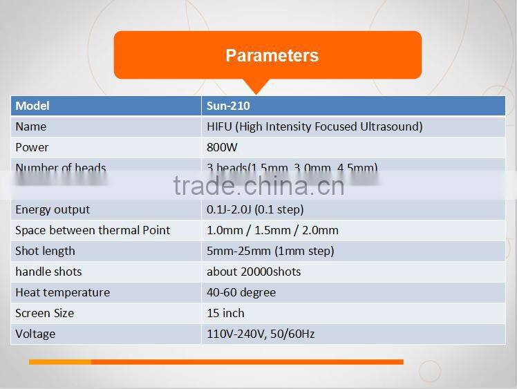 2015 new High Intensity Focused Ultrasound (HIFU) for skin lifting and wrinkle removal