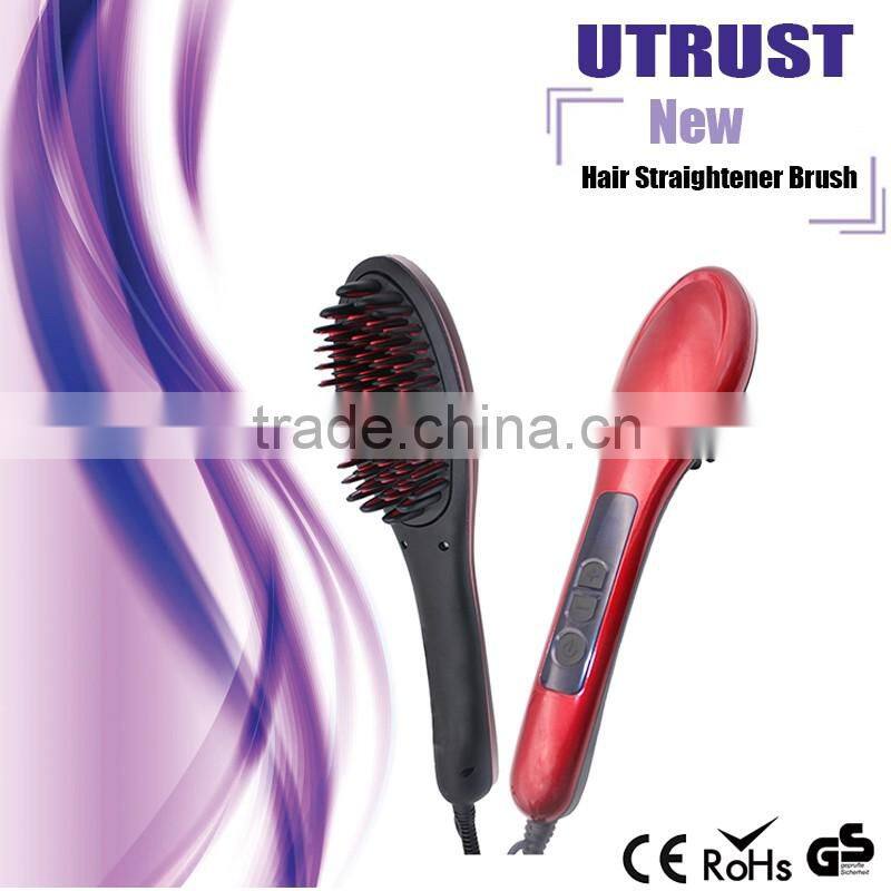 good quality new coming lcd digital display hair straightener brush