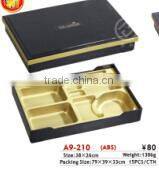 A9-210 golden plastic bento box with 7 compartments