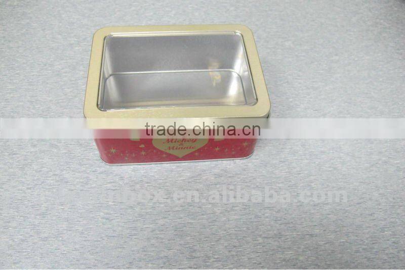 rectangular shape with transparent window packaging tin box