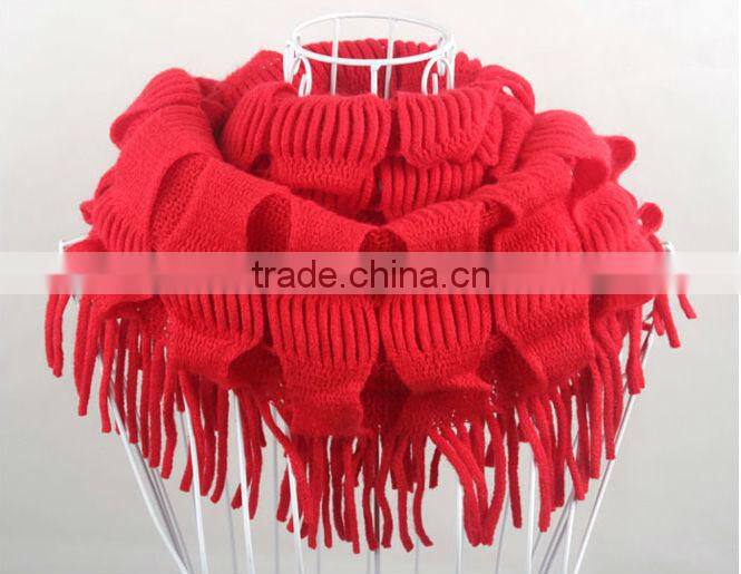 2014 New Fashion Lady Girl's Knit Fringe Scarf Snood Neck Circle Wrap Warmer Loop Cowl Tassel Shawl