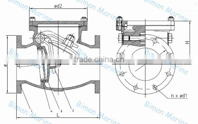 Marine Stainless Steel Swing Check Valve Electric Water Valve