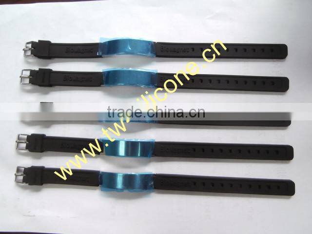 Hot sale sports magnetic silicone bracelet with metal