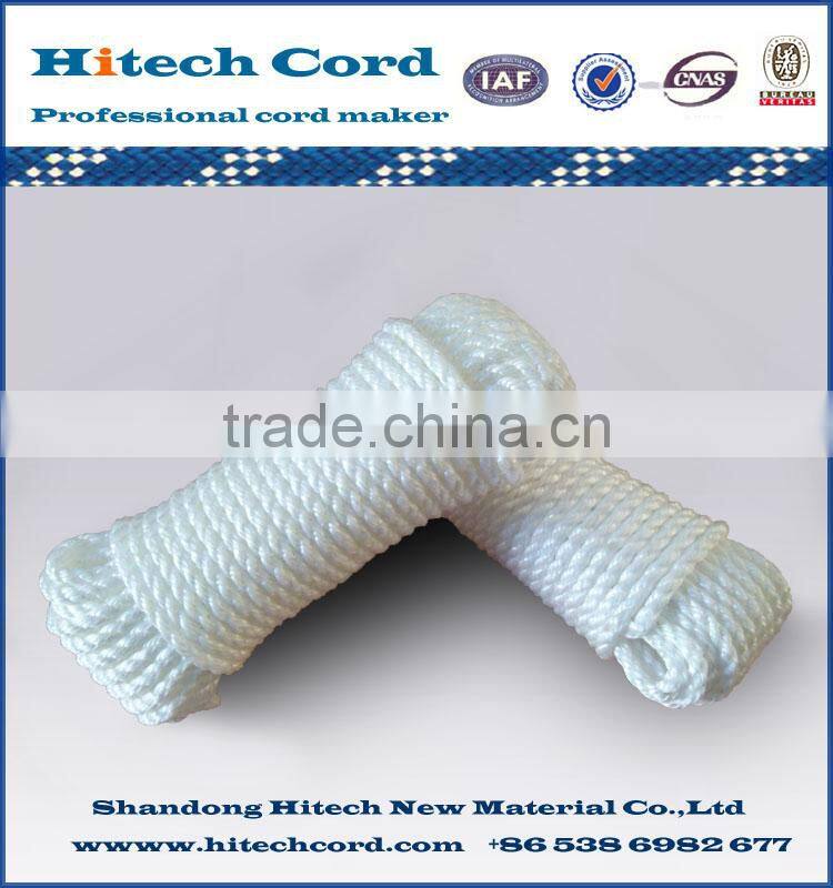 High tensile strength white color polyester Material 3 strand twist polyester cord