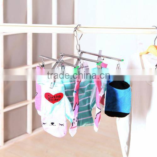 Wholesale products Stainless Steel Clothes Hanging Bracket Laundry Socks Trousers Clips Hanger Dry Rack 10 clips