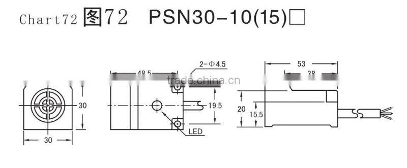 PSn30-10P PNP NO DC Horn type and square inductive Proximity switch No-embedded type sensor