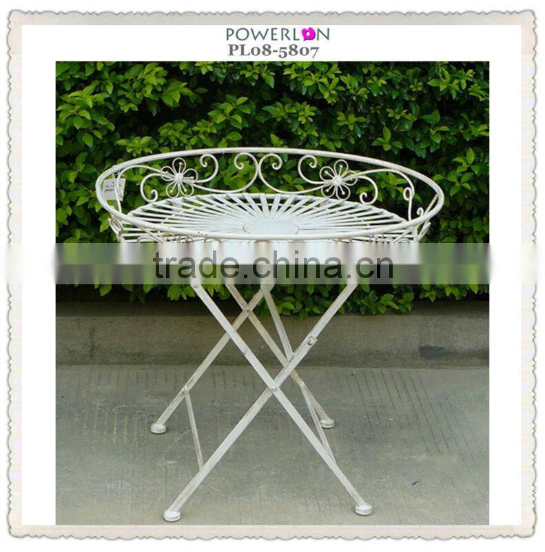 Royal Antique Wrought Irons Folding Metal Decorative Outdoor Tray Table