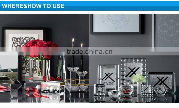 Wholsale home decorative square crystal candle holder