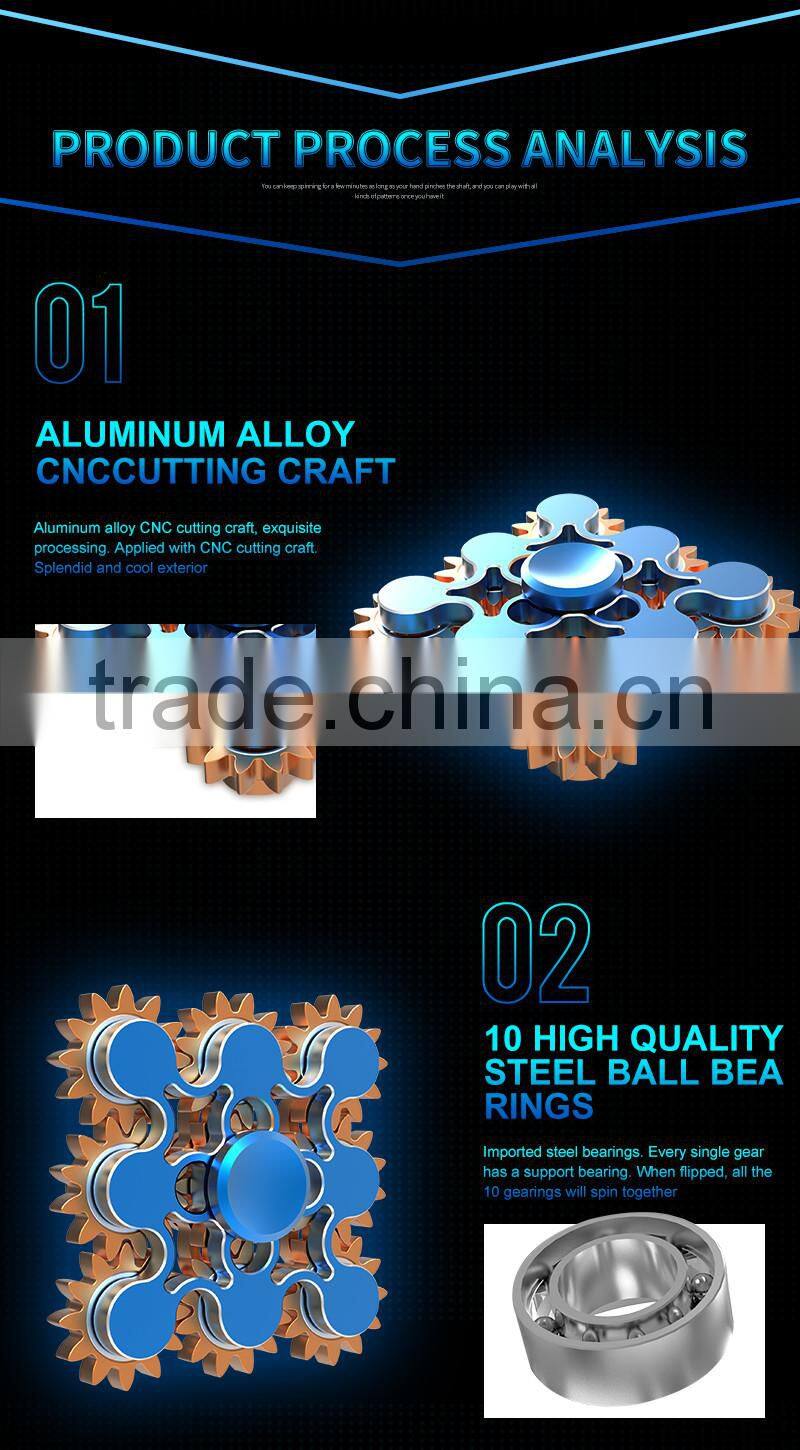 RGKNSE 9 Gear Linkage Hand Spinner 188 Bearing Metal Fidget Spinner Mix Color Match Aluminum alloy Fidget Toy Wind Spinner