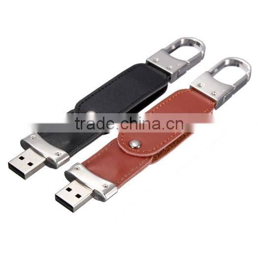 oem popular keychain leather usb flash drive 8gb bluk