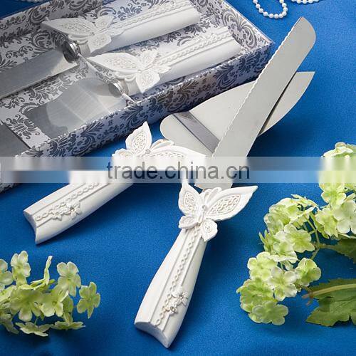 butterfly design poly resin with cake knife cake server