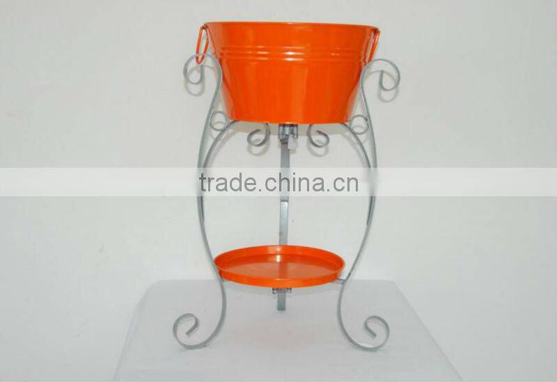 enamelware ice tray bucket with iron shelf cooler whit holders