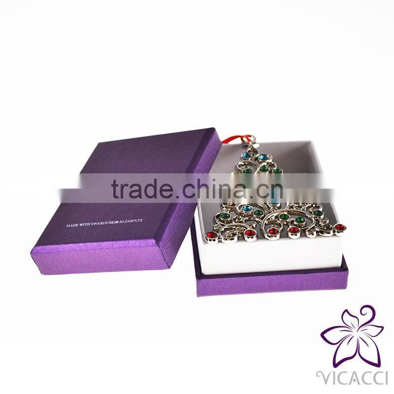 14K White Gold Plated Metal Xmas Tree Ornament with Crystals from Swarovski