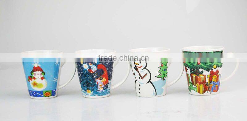 Set of 3 porcelain tea cup set with decal printing