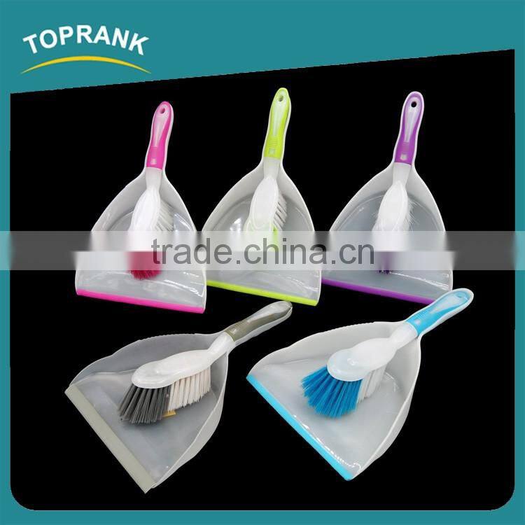 Toprank Wholesale Low Price Mini Floor Cleaning Plastic Broomstick Material Plastic Soft Broom Bristle Dustpan Broom Brush Set