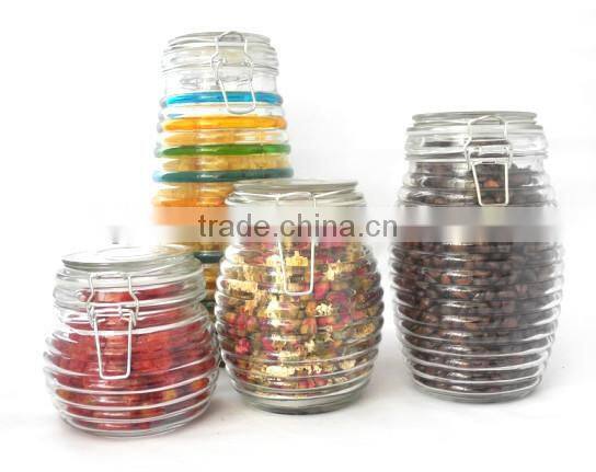 ZIBO wholesale clear cylinder glass lid glass jar with clip lid