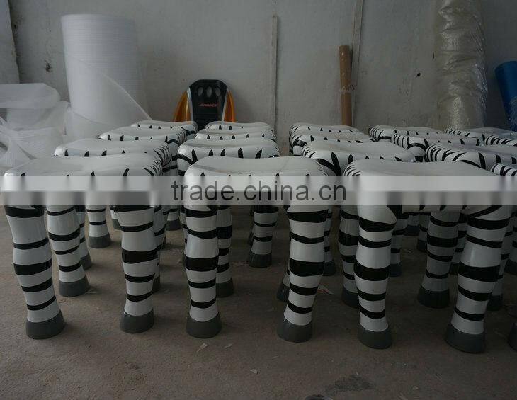 Outdoor fiberglass zebra stool