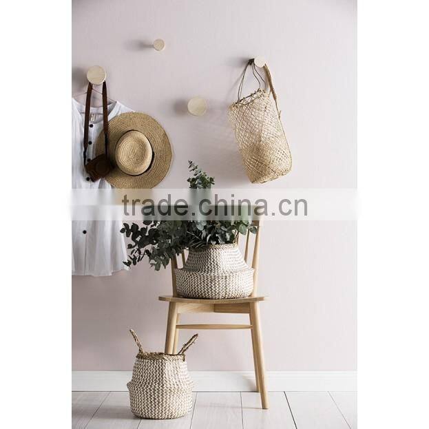 Handmade home decor zigzag belly seagrass basket