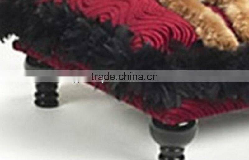Luxury Red Pet Bed/The Chaise Bed Collection Celebrity Furniture/Beautiful Turkey Feather Trim Dog Bed-BG800003