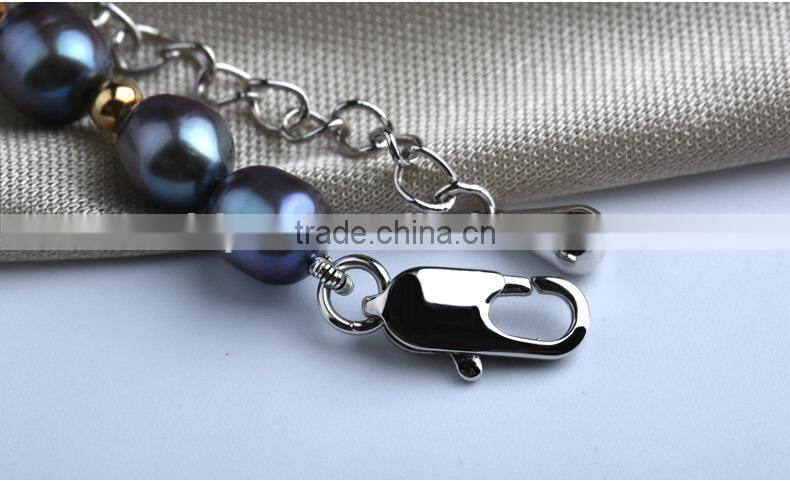 real 6-7mm black rice shape freshwater pearl jewelry bracelet