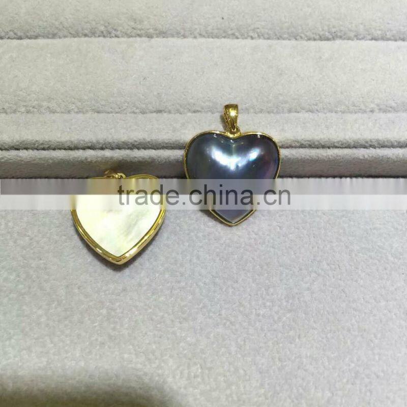 7-8mm black heart shaped mabe Pearl Pendant on sale