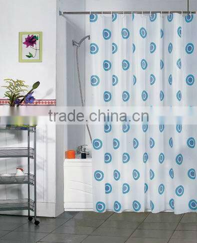 Print PEVA shower curtain and bath accessory