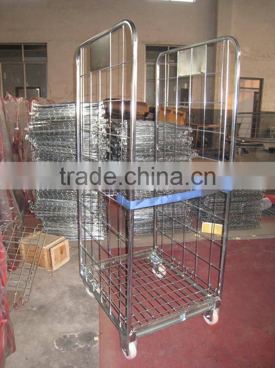 aluminum hot sale warehouse wire mesh roll cage roll container