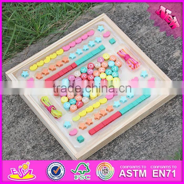 2016 new design funny wooden threading beads for toddlers W11E062