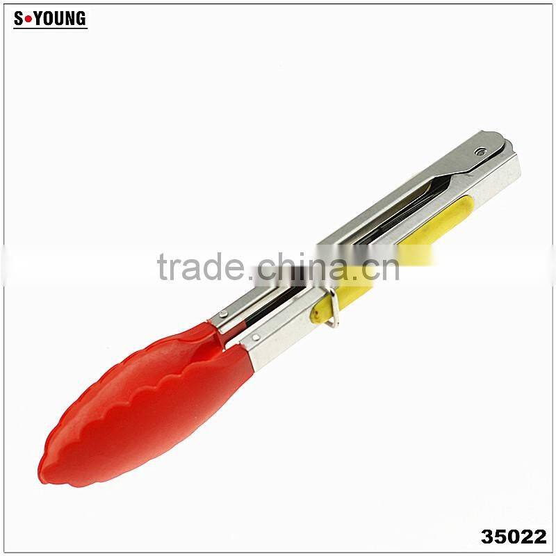 14013 Food Grade Kitchen and Barbecue Grill Tongs Silicone Locking Serving Food Tong
