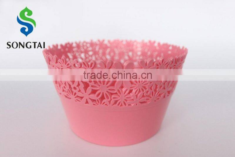 2016 New Style plastic pp circular fruit basket with sunflower