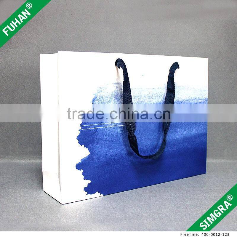 Custom Multicolor Paper Bag With Cotton Ribbon Handle for Clothing