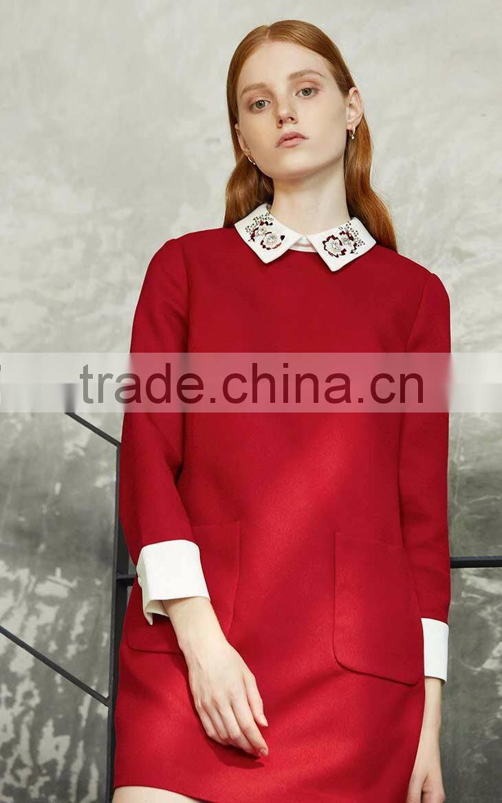 Women Fashion Dresses Winter 2016 Knee Length Dress Patterns