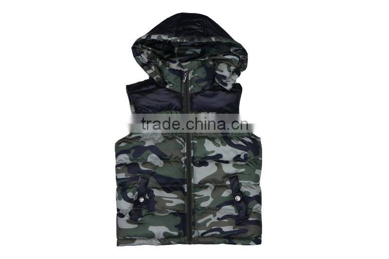 Newest children clothes Camoflage vest for boys with hood