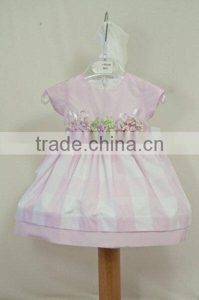Lovely flower baby cotton dress , baby girls plain cotton dress