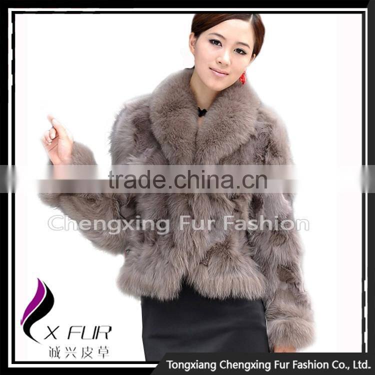CX-G-A-258D Luxury Women Winter Patchwork Fox Fur Garment