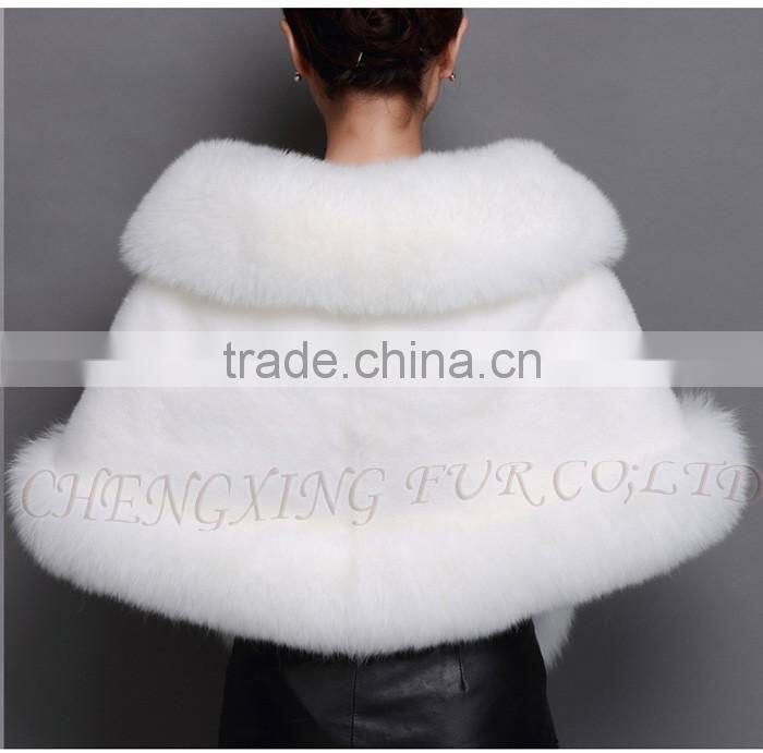 CX-B-M-05E Best Sell Wholesale Price Natural Fox Fur Trim Mink Fur Shawl