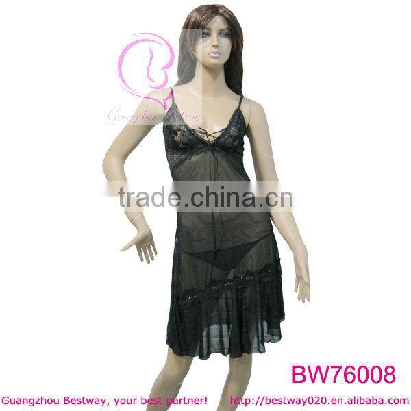 Sex photo hot transparent night dress sexy long lingerie in apparels