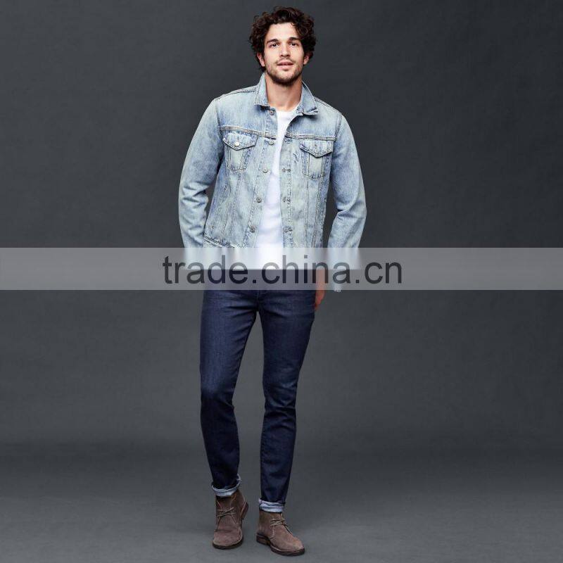 classic light blue vintage denim jacket for men custom printed