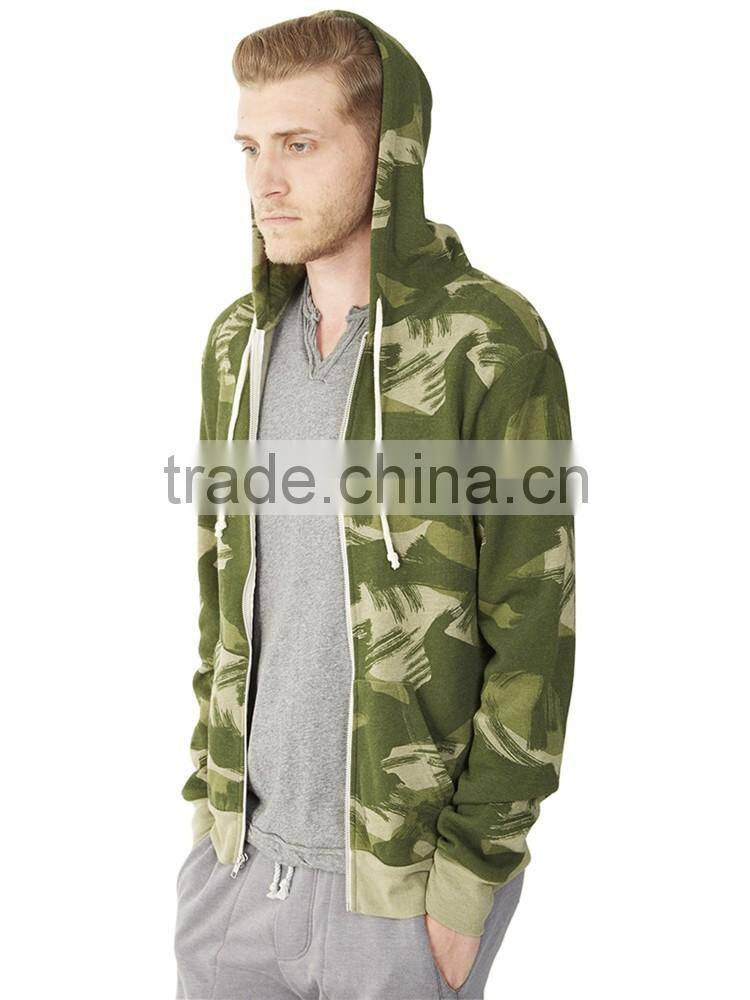 Rocky printed eco-fleece full face zip hoodie for men