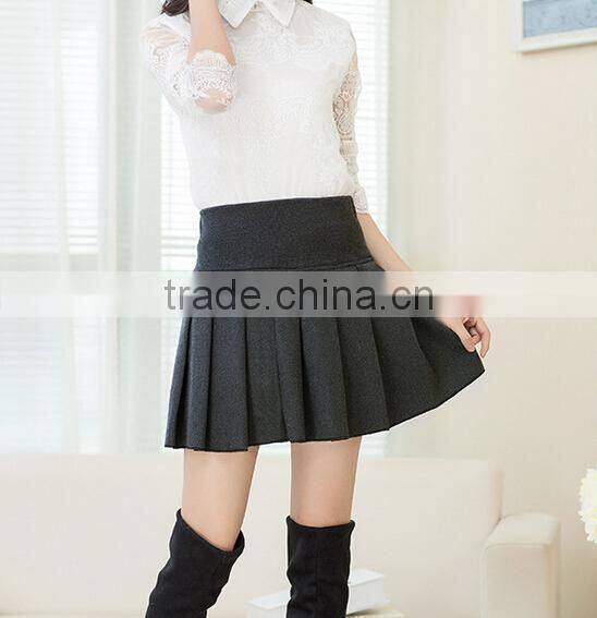 latest sexy young girls wearing wool knit short flared skirts