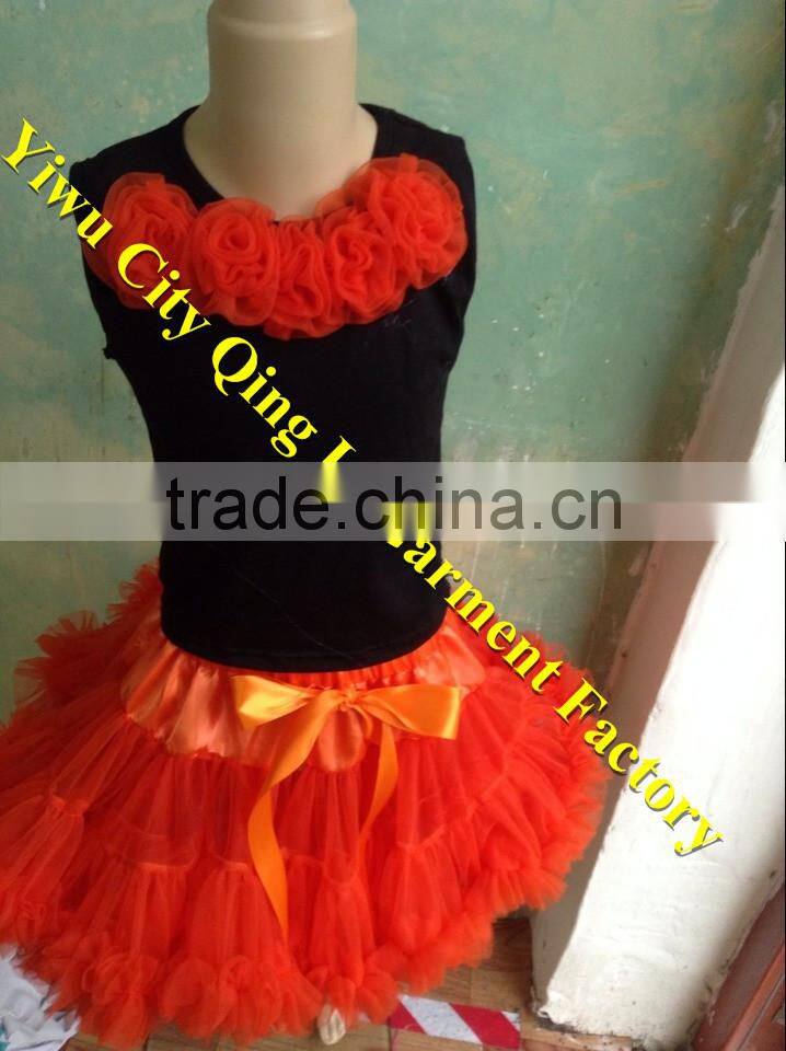 2014 Newest Baby Girl White Top and Aqua with Purple Fluffy Pettiskirt Baby Girl Outfits with Fluffy Tutu Skirt