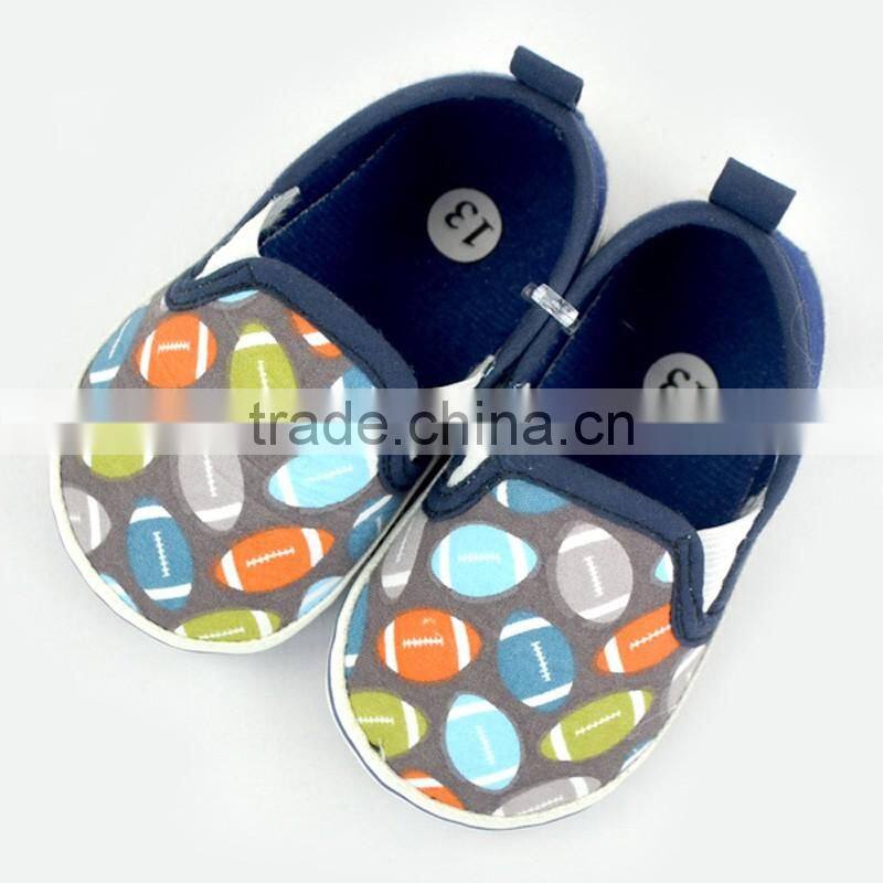 Cute Rugby Pattern Newborn Brown Color Crib Shoes Baby Shoes Matching Pacifier Clip