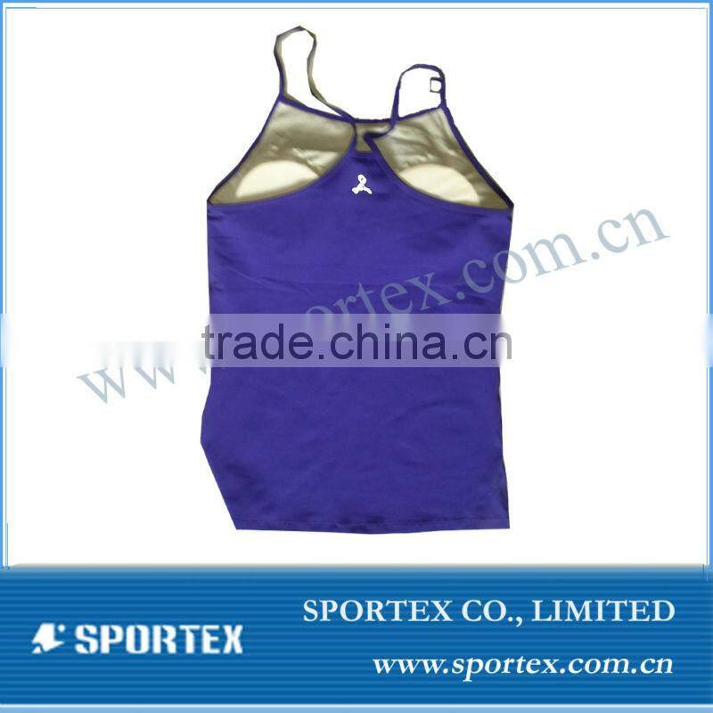 ladies sun-top yoga wear, ladies vest yoga wear, ladies yoga wear with cup