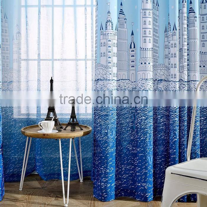 Mediterranean Style Drapes Marine Style Printed Curtains Fabric For Kid