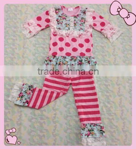 2016 easter outfits girls polka dots and chevron dress and pants cute easter clothing toddle girls outfits hot sale spring sets