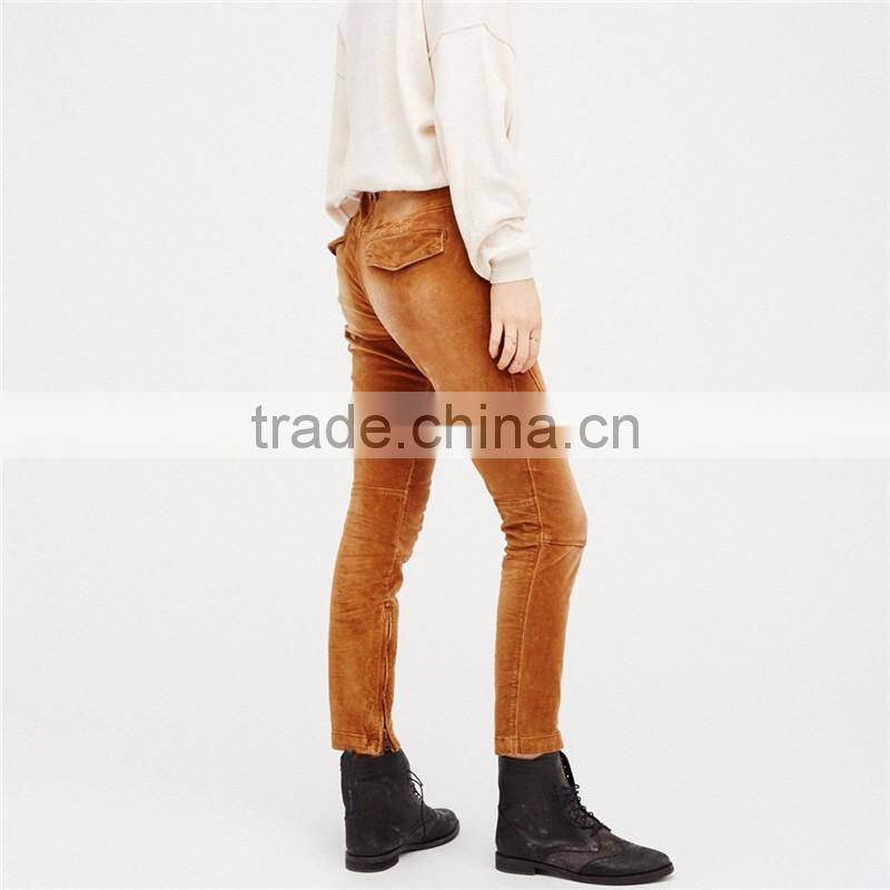 2017 Low Rise Gavin Cord Skinny Work Slacks for Women