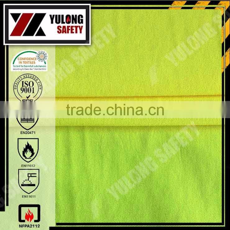EN11612 EN20471 Fluorescent Yellow Flame Retardant Fabric For Warning Clothing