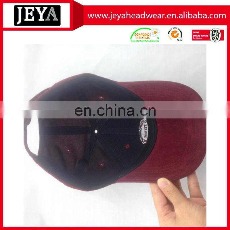 Suede baseball cap 6 panel sport cap with metal buckle