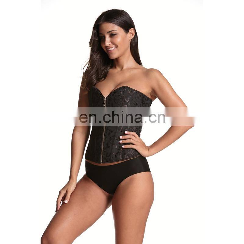 Fashion Womens Sexy Corset Brocade Underbust Boned Waist Trainer Shaper Tops