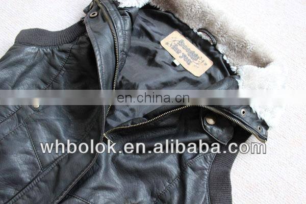 Custom made Fashionable womens leather pu vest with short fur collar
